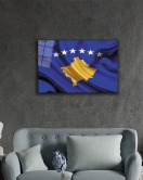 Kosova Bayrağı Cam Tablo Kosovo Flag