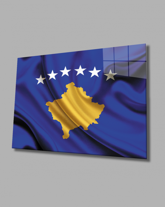 Kosova Bayrağı Cam Tablo Kosovo Flag