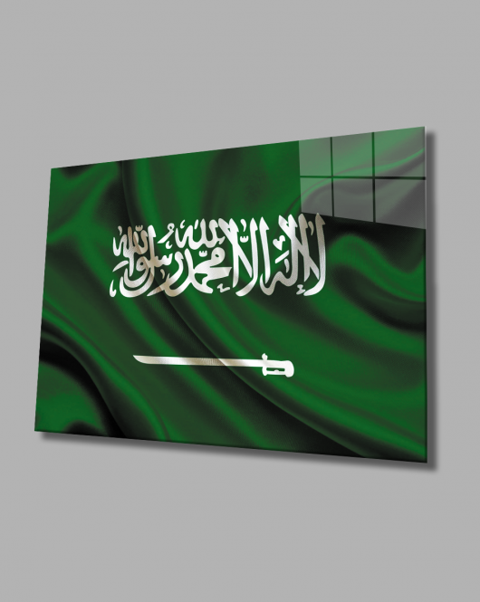 Suudi Arabistan Bayrağı Cam Tablo Saudi Arabia Flag