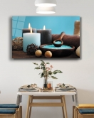 Mum Mavi Cam Tablo Candle Blue Table