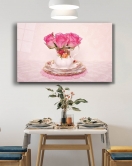 Fincanda Pembe Güller Pink Roses in Cup Table