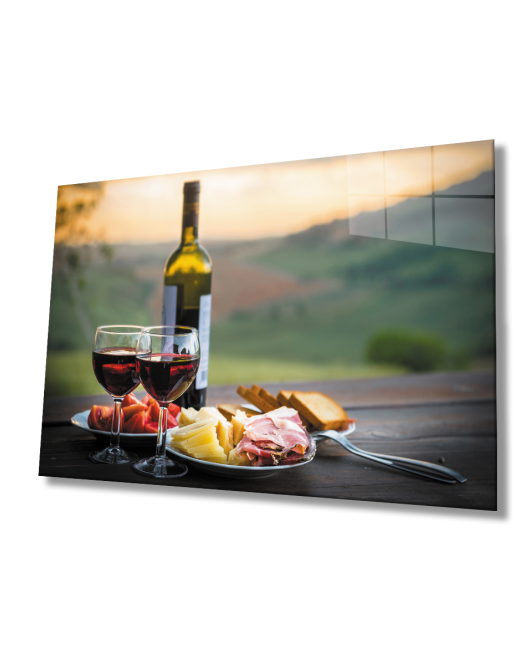 Gün Batımı Şarap Cam Tablo Sunset Wine