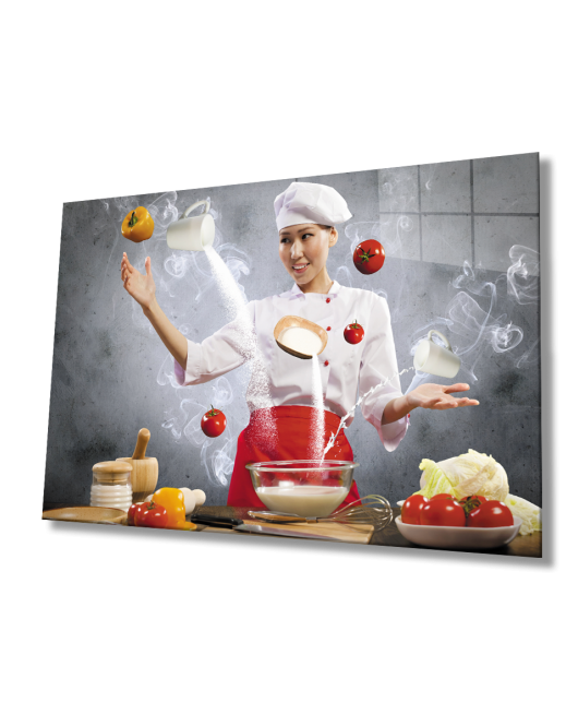 Aşçı Mutfak Cam Tablo Cook Kitchen