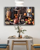 Cam Tablo Fruits Apple Still Life Kitchen