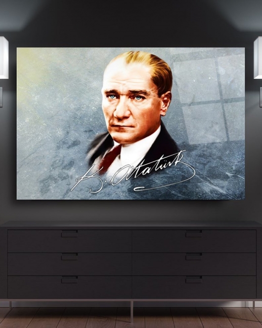 İmzalı Atatürk Cam Tablo