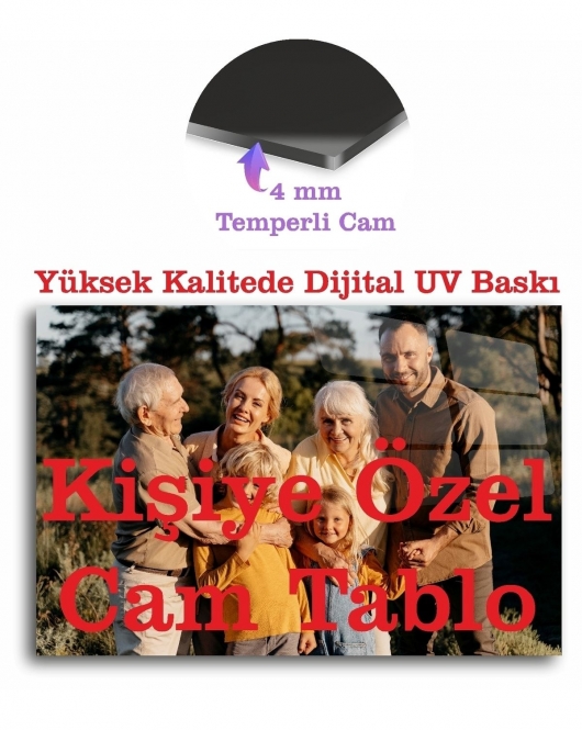 Kişiye Özel Resimli Renkli Baskı Cam Tablo Duvar Dekoru, Özel Foto, Kırılmaya Dayanıklı 4 Mm Temperl