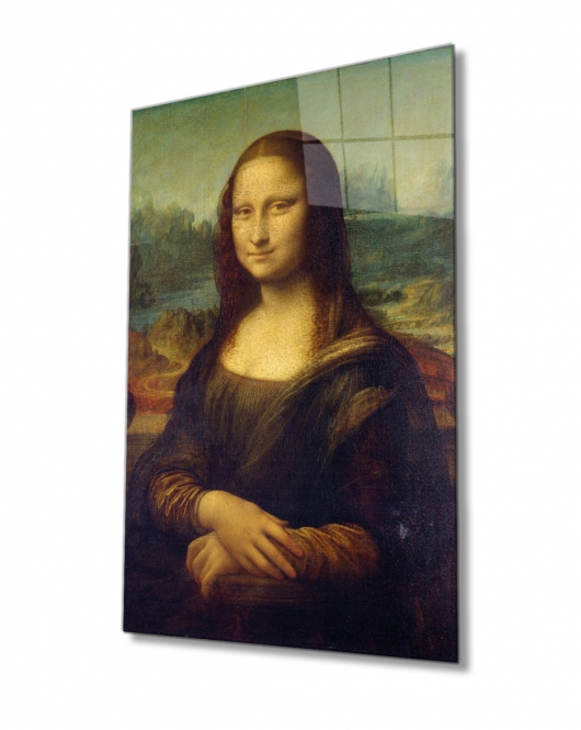 Mona Lisa Portresi Sanat Cam Tablo, Ev ve Ofis Duvar Dekoru, Hediyelik Büyük Temperli 4 mm Cam Tablo