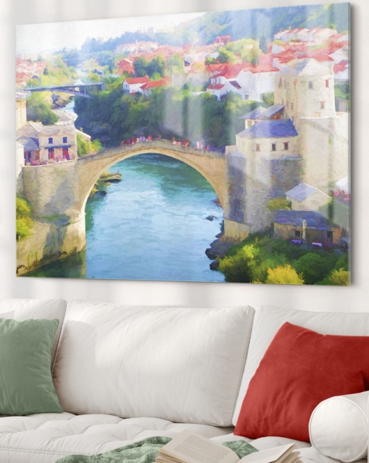 Mostar Köprüsü| Şehir Temalı Cam Tablo | 50x70 Cm