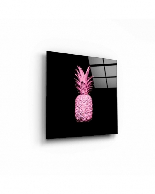 Pembe Ananas Cam Tablo 50x50 Cm