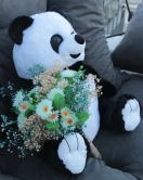 Sevimli Peluş Panda Kaliteli 50 cm Papatya Cipsolarla Sarılı Buket Set Hediye