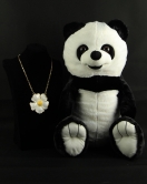 Peluş Panda 50 cm Papatya Kolye Altın Kaplama Boydan Set Hediye