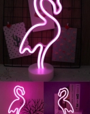 Pembe Flamingo Model Neon Led Işıklı Masa Lambası Dekoratif Aydınlatma Gece Lambası