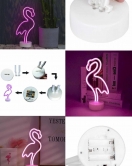 Pembe Flamingo Model Neon Led Işıklı Masa Lambası Dekoratif Aydınlatma Gece Lambası