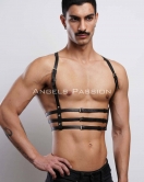 3 Sıralı Erkek Göğüs Harness, Şık T-Shirt Üzeri Aksesuar - APFTM107