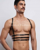 3 Sıralı Erkek Göğüs Harness, Şık T-Shirt Üzeri Aksesuar - APFTM107