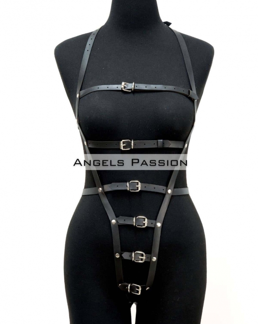 Ağ Bölgesi Açık Deri Fantezi Giyim, Deri Deri Body Harness - APFT790