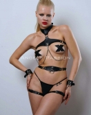 Deri Harness Takım, Deri Fantezi İç Giyim, Deri Clubwear, Dancewear - APFT1099