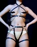 Zincirli Seksi Harness Takım, Sert Deri Harness Fantezi İç Giyim Takım - APFT1084