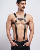 Erkek Göğüs Harness, Erkek Deri Pantolon Askısı, Erkek Clubwear - APFTM23