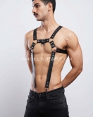 Erkek Göğüs Harness, Erkek Deri Pantolon Askısı, Erkek Clubwear - APFTM23