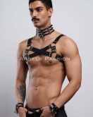 Gay Fantazi Giyim, Erkek Partywear, Tecnowear, Erkek Göğüs Harness- APFTM55