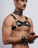 Gay Fantazi Giyim, Erkek Partywear, Tecnowear, Erkek Göğüs Harness- APFTM55