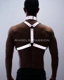 Karanlıkta Parlayan (Reflektörlü) Choker ve Göğüs Harness Takım, Clubwear - APFTM35