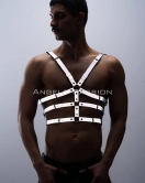 Karanlıkta Parlayan - Reflektörlü Erkek Göğüs Harness, T-Shirt Üzeri Harness - APFTM38