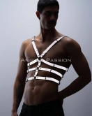 Karanlıkta Parlayan - Reflektörlü Erkek Göğüs Harness, T-Shirt Üzeri Harness - APFTM38