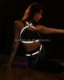 Karanlıkta Yansıyan Reflektörlü Zincirli Harness Takım, Dancewear, Partywear - APFT1365