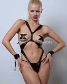 Kelepçeli Full Body Harness Set, Deri Fantezi İç Giyim, Bayan İç Giyim - APFT1102