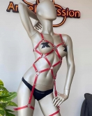 Kırmızı Deri Vücut Harness