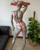 Kırmızı Lastik Seksi Body Harness Takım