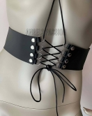 Klipsli Deri Korse Harness - Deri Korse Elbise - APFT594