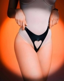 Önü Açık Kalpli Fantazi G-String, Deri Külot Harness - APFT1277