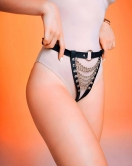 Önü Açık Zincirli G-String Harness, Fantazi Deri Külot - APFT1278