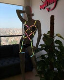 Pole Dans Giyim Işıkla Yansıyan Seksi Harness