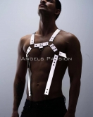 Reflektörlü (Karanlıkta Parlayan) Erkek Göğüs Harness, Reflektörlü Pantolon Askısı, Clubwear - APFTM23