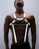 Reflektörlü (Karanlıkta Parlayan) Erkek Göğüs Harness, Reflektörlü Pantolon Askısı, Clubwear - APFTM23