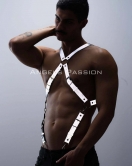 Reflektörlü (Karanlıkta Parlayan) Pantolon Askısı, Reflektörlü Clubwear, Göğüs Harness - APFTM84