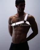 Reflektörlü (Karanlıkta Parlayan) Tek Omuz Erkek Göğüs Harness, Clubwear - APFTM32