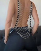 Sırt Zincir Detaylı Seksi Harness - APFT399