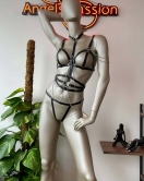 Siyah Deri Korse Harness Takım - APFT299