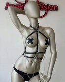 Siyah İç Çamaşır Modelleri Fantazi Deri Harness