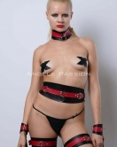 Slave Harness Set, Deri Kelepçeli Harness Takım, Choker Detaylı Fantazi Harness - APFT1263