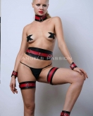 Slave Harness Set, Deri Kelepçeli Harness Takım, Choker Detaylı Fantazi Harness - APFT1263