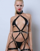 Vegan Deri Harness, Full Body Deri Harness, Erotik Deri İç Giyim - APFT1331