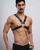 Zincir Detaylı Deri Erkek Göğüs Harness, Partywear, Clubwear - APFTM95