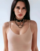 Zincirli Choker, Zincirli Deri Kolye, Tasma Harness - APFT1071