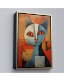 Çerçeveli Pablo Picasso Tarzı - Soyut Renkli Kedi Tablo-7373